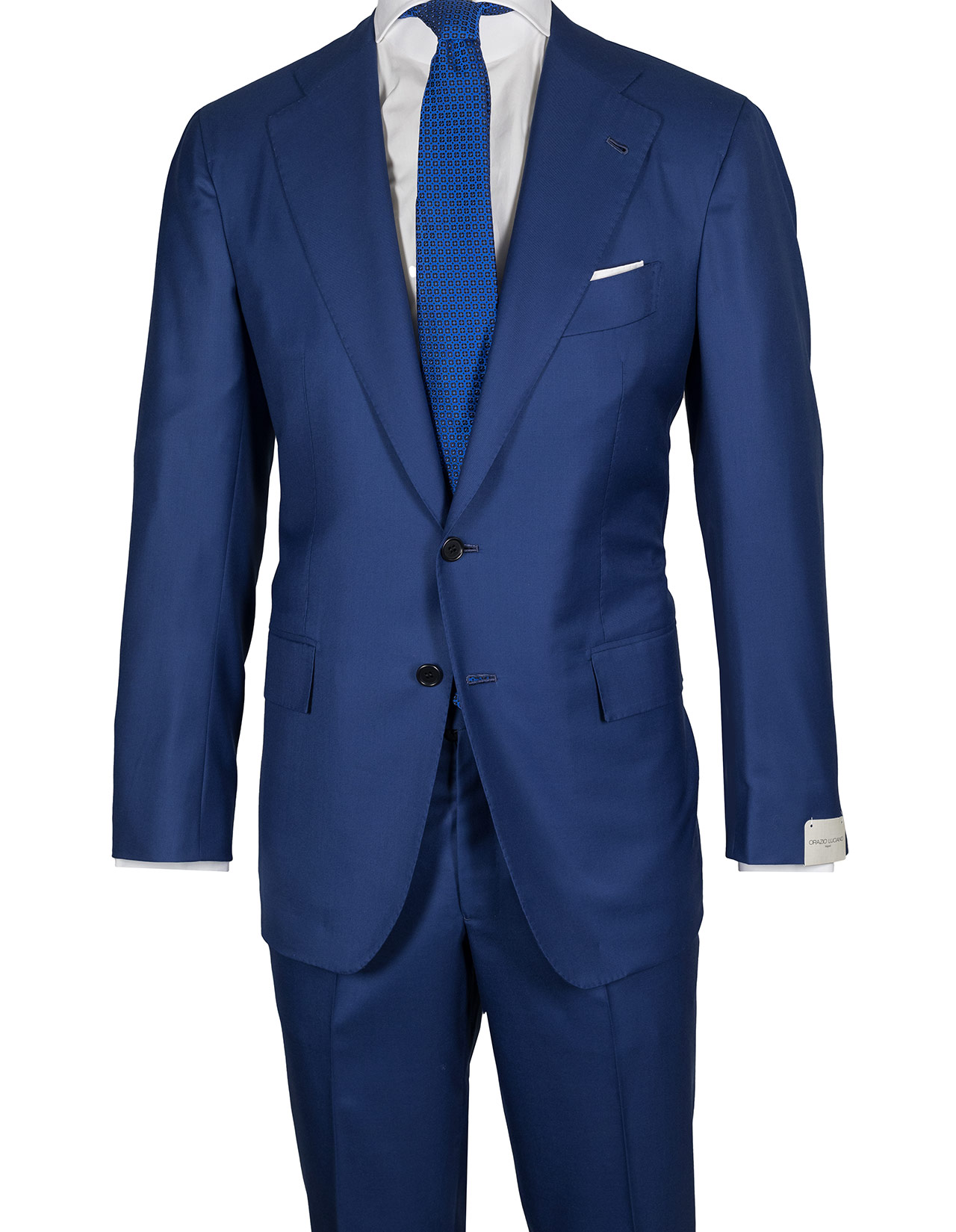 Orazio Luciano Anzug in saphirblau mit aufgesetzten Taschen aus Schurwolle