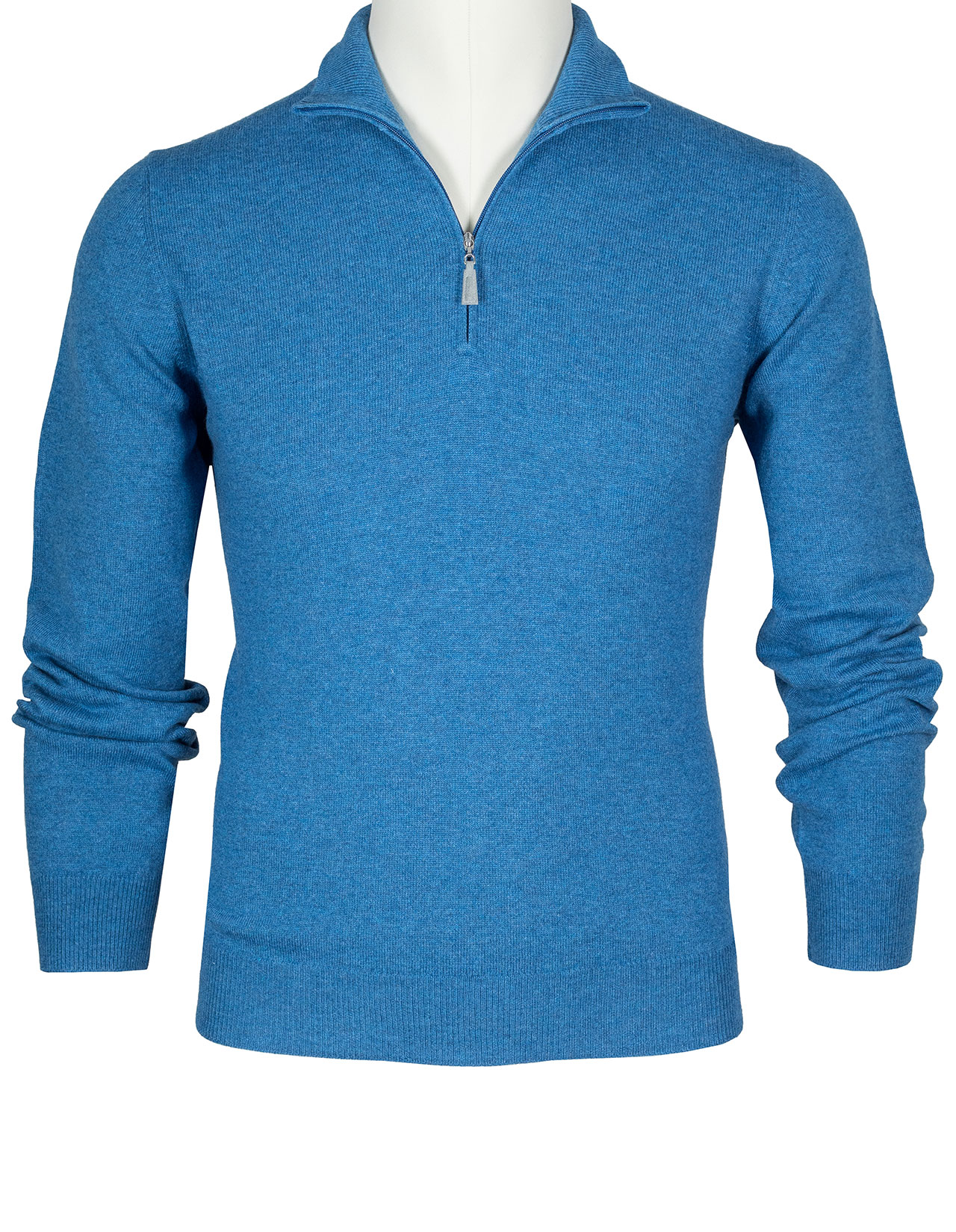 SOBS Pullover mit Troyerkragen in blau meliert