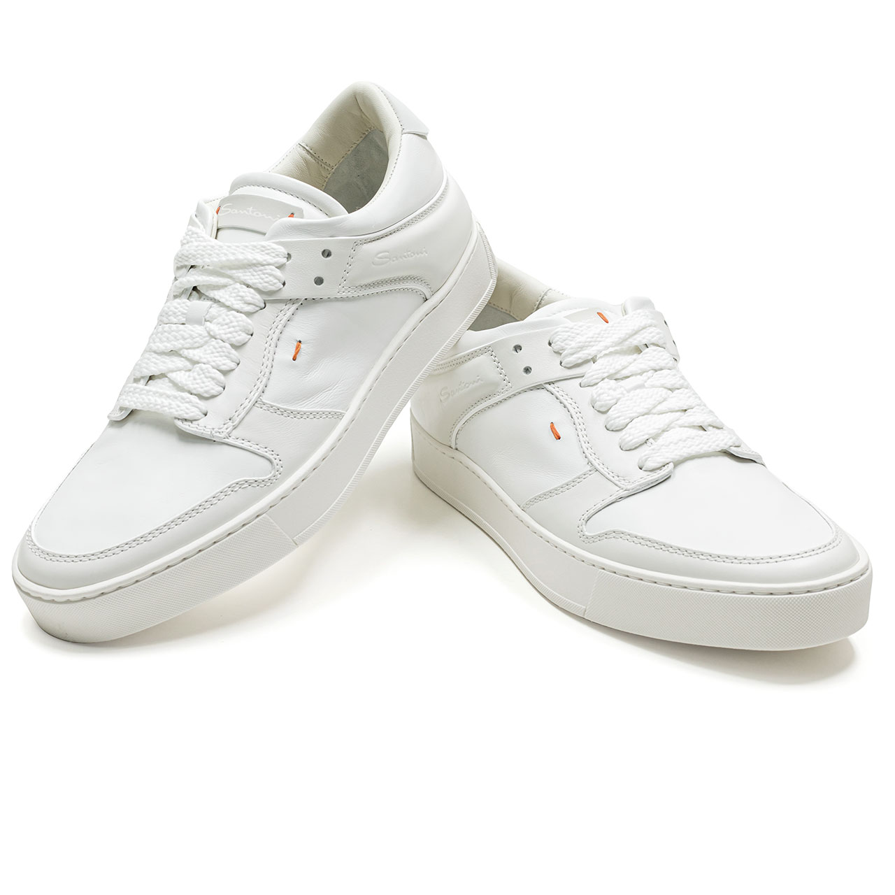 Santoni Sneaker in weiß aus Glattleder