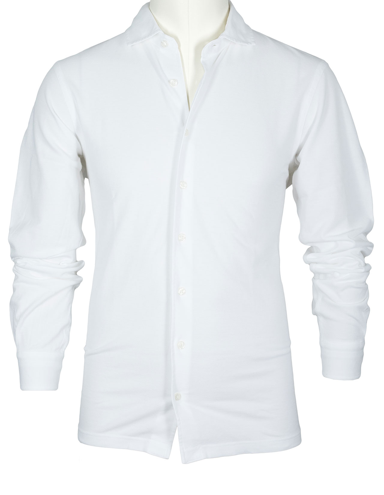 Sobs Langarmpolhemd in weiß aus Piquet