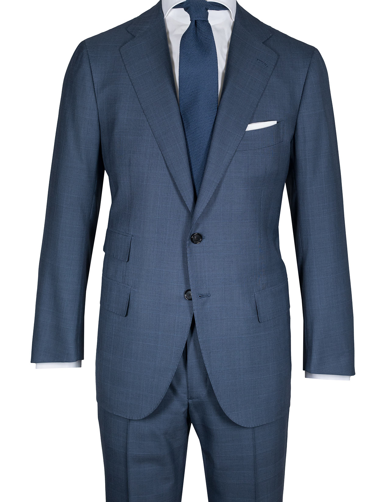 Cesare Attolini Anzug in graublau mit Glenscheckmuster aus super 170´s Wolle